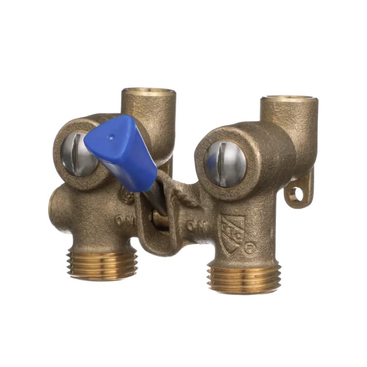 Watts 175C Series 1/2" Bronze Ball-Type Washing Machine Shutoff Valve, 3/4" Hose Outlet Connection, 1/2" Copper Dual Ell Adapters for Solder or Hose, O-Rings, Maximum Pressure 200 psi - Image 4